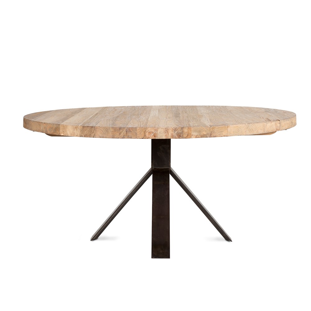 Alida - table à manger ronde 130x130cm en bois de teck recyclé